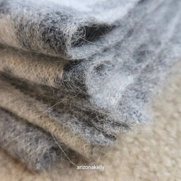 NWOT Grey Knit Camo Scarf Wool Alpaca - Picture 13 of 13